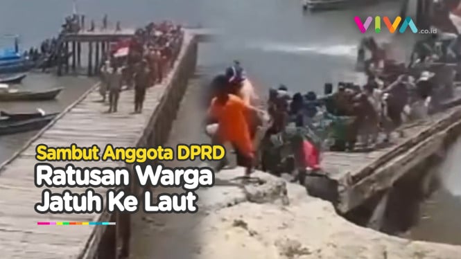 Antusias Sambut Anggota DPRD, Gerombolan Warga Jatuh ke Laut