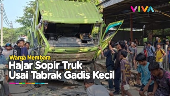 DETIK-DETIK Sopir Truk Dihajar Masa Usai Tabrak Gadis Kecil