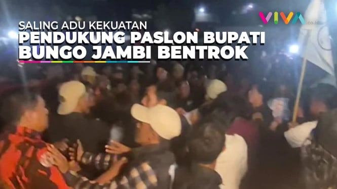 BENTROK! 2 Kubu Pendukung Paslon Bupati Bungo Jambi Adu Jago