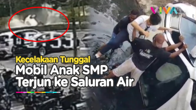 DETIK-DETIK Mobil yang Dikendarai SISWA SMP Terjun ke Kali