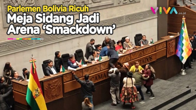 RICUH! Anggota Parlemen Bolivia Bentrok di Ruang Sidang