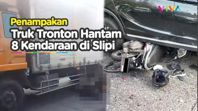 Truk Rem Blong Lagi! Tabrak 8 Kendaraan di Slipi