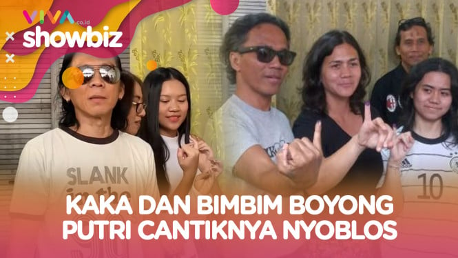 Gaya Santai Kaka-Bimbim Slank Boyong Putri Cantik Nyoblos