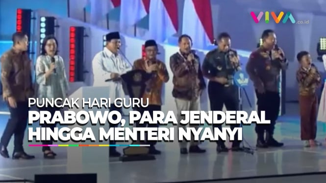 Para Jenderal-Menteri-Prabowo Nyanyi di Puncak Hari Guru