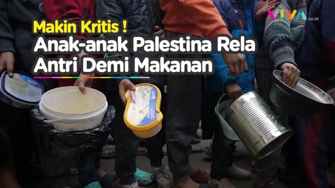 Pilu! Antrean Anak-Anak Palestina Demi Makanan Hangat