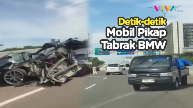 BMW Remuk Tak Berbentuk Lawan Carry Pikap di Tol Serpong