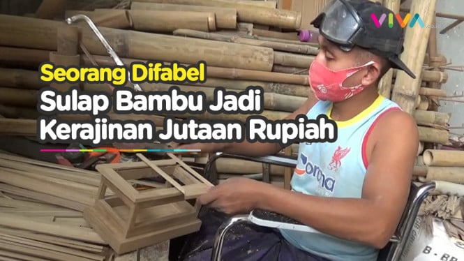 Kreatif! Kisah Seorang Difabel Buat Bambu Jadi Kerajinan