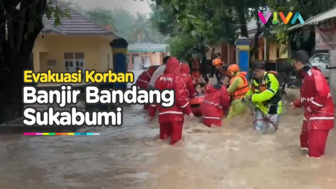 Evakuasi Korban Banjir Bandang Sukabumi