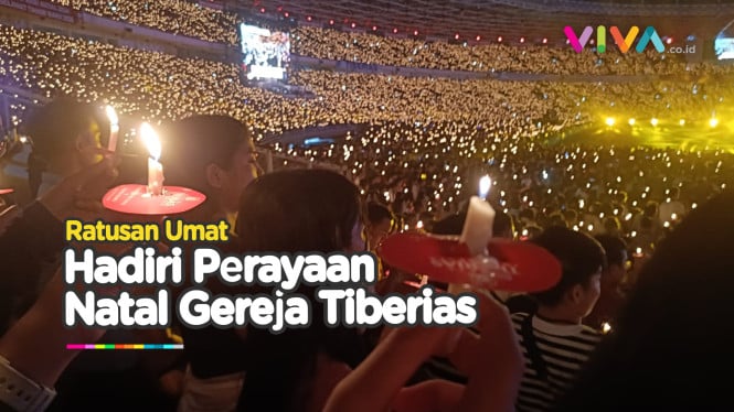 Ratusan Ribu Lilin Jemaat Natal Tiberias Terangi Stadion GBK