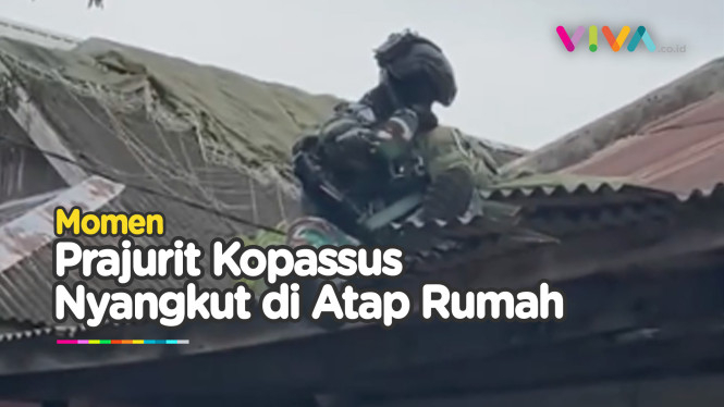 Gagahnya Terkoyak! Prajurit Kopassus Nyungsep di Atap Rumah