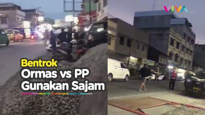 Bentrokan Pecah! Ormas Grib Vs PP Adu Sajam, Polisi Turun Gu