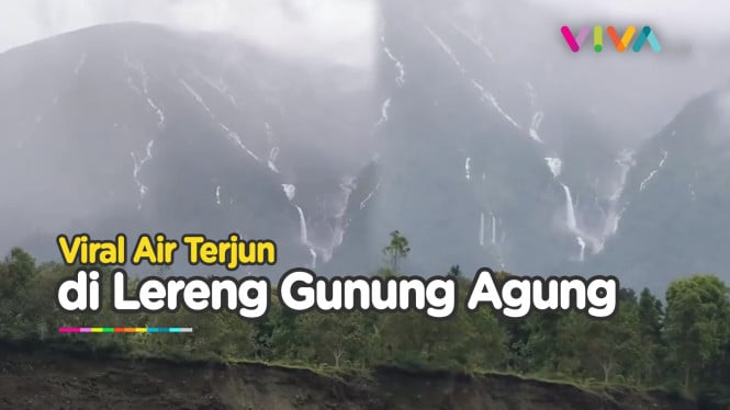 Unik, Air Terjun Bertingkat Muncul di Lereng Gunung Agung