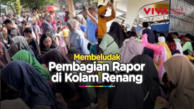 Bak Antrean Bansos, Bagi Rapor di Kolam Renang