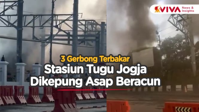 3 Gerbong Kereta Api di Stasiun Tugu Yogyakarta Terbakar