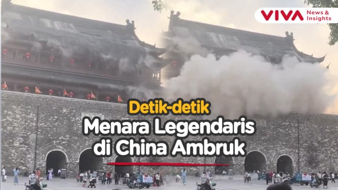 BRUK! Menara Berusia 650 Tahun di China Ambruk