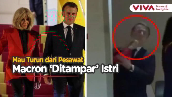 Wajah Presiden Prancis Didorong Istri, Lagi Ribut?