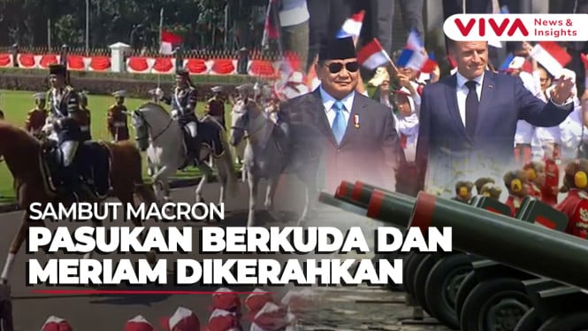 Suara Meriam hingga Pasukan Berkuda Sambut Presiden Macron