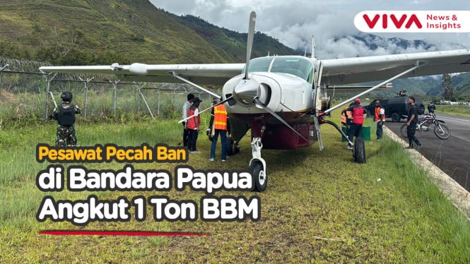 Video Pesawat Pecah Ban Saat Mendarat di Bandara Mulia Papua