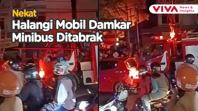 Mobil LCGC Diseruduk Damkar Gegara Halangin Jalan